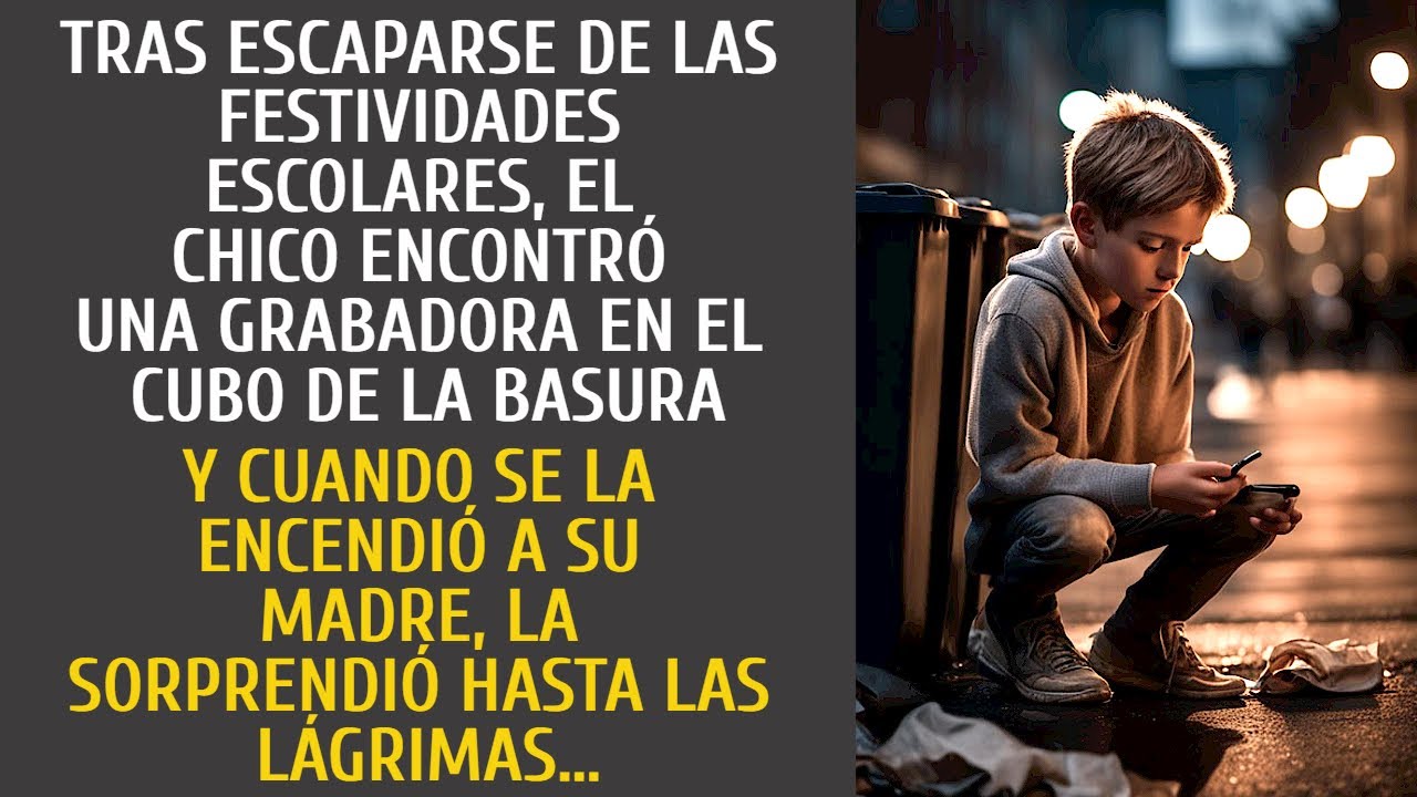 Tras escaparse de las festividades escolares el chico encontró una grabadora en el cubo de la basura