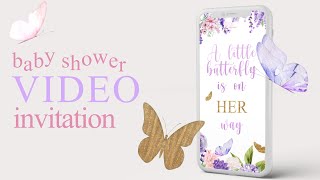 Gold and purple butterflies Baby Shower invitation