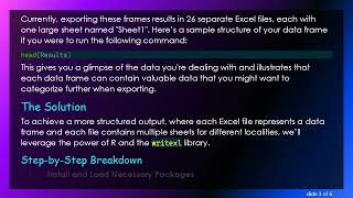 How to Efficiently Export Multiple Data Frames to Excel with Multiple Sheets using R `