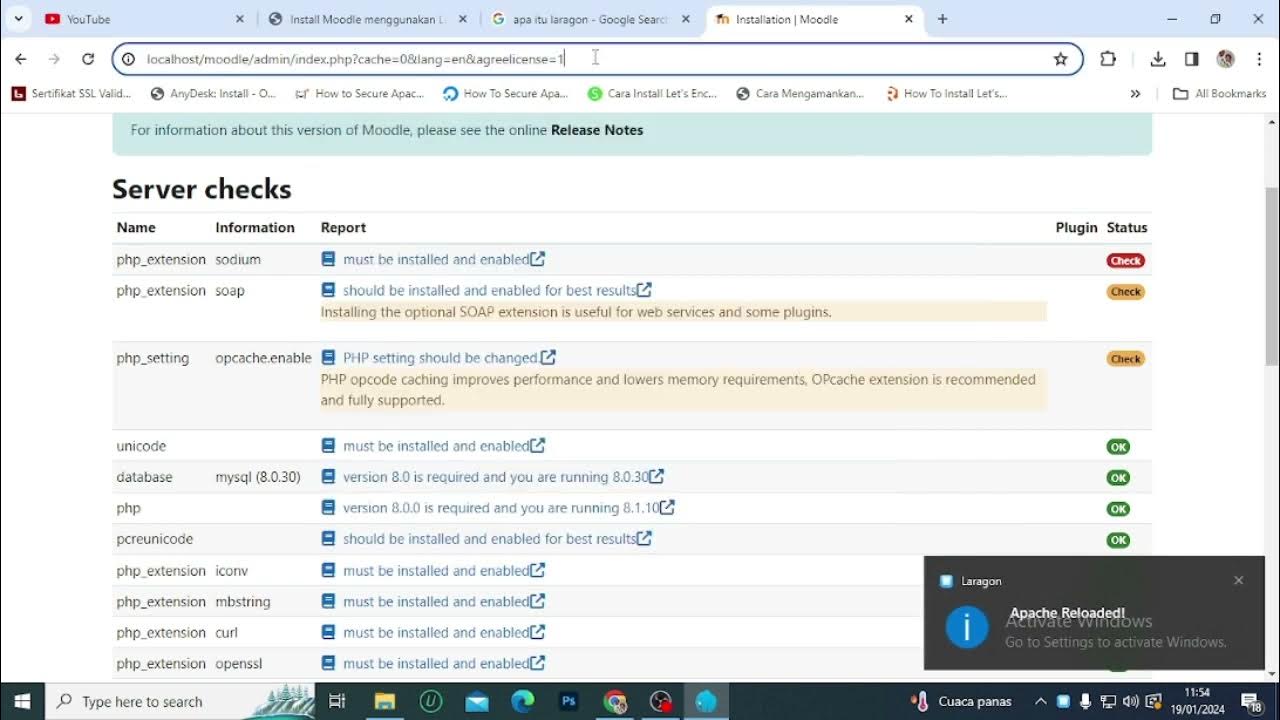 Cara install moodle di laragon youtube