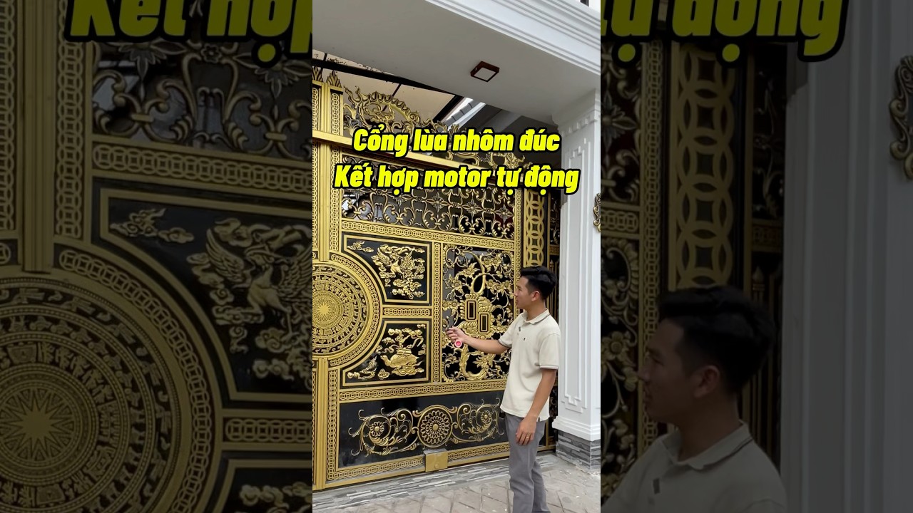 Cổng lùa nhôm đúc kết hợp motor tự động!LH:0924.689.888