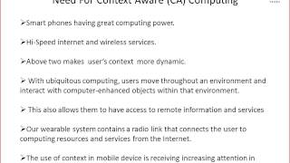 CONTEXT AWARE COMPUTING