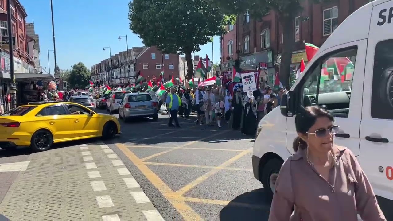 Pro-Palestinian demo March rally from Sparkhill park to Birmingham City centre well done Birmingham