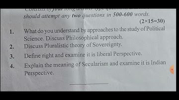 Jammu University UG sem ist (CBCS)2020 previous year question paper of pol science