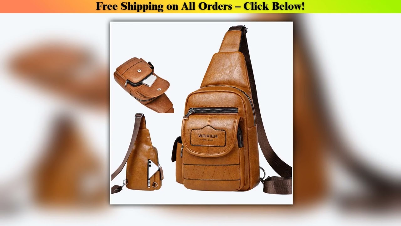 New Men's High-end Retro Chest Large Capacity Trendy Crossbody Bag Flip Waterproof Shoulder