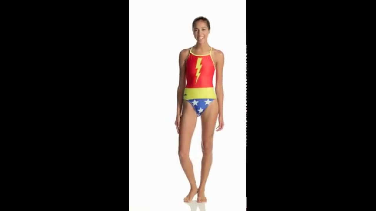 Splish Awesome Girl Red/Yellow/Blue Thin Strap One Piece Swimsuit | SwimOutlet.com