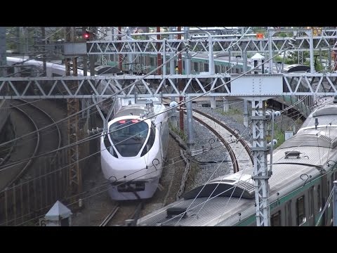 上野東京ライン常磐線特急E657系の上下線が田町車両センター付近の急カーブを通過