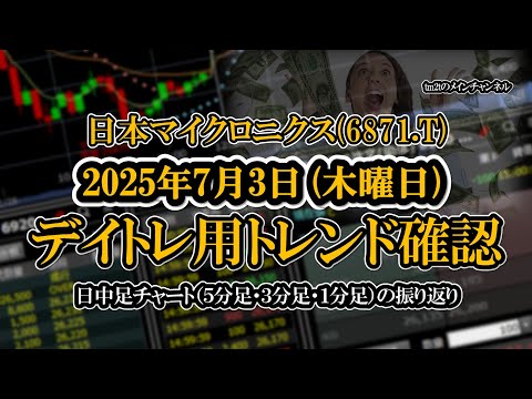 2025-07-03 ：日本マイクロニクス(6871.T)　日中足株価チャート（５分足・３分足・１分足）