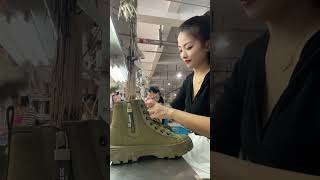 Female Shoemaker Making Mid-Cut Work Shoes