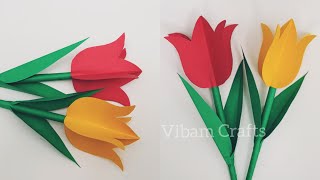 3D Easy Paper Tulip Diy Paper Flowers Easy Flower Making