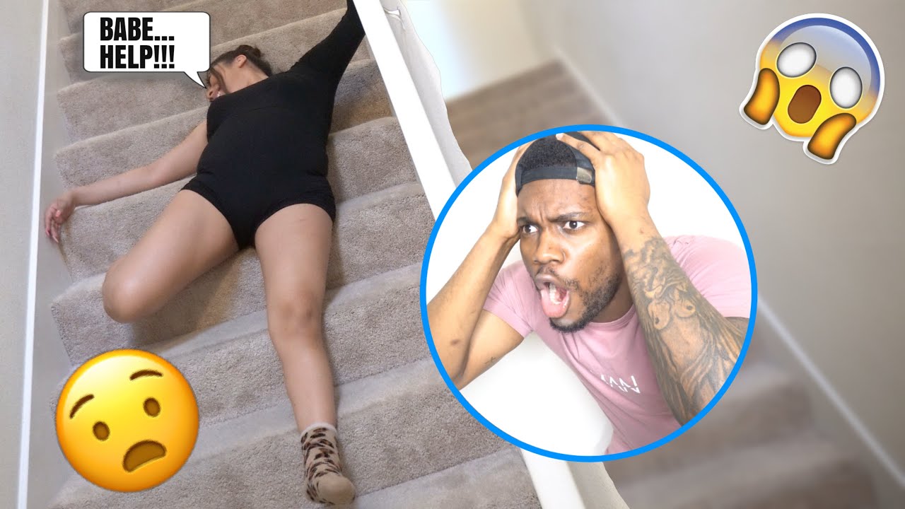 FALLING DOWN THE STAIRS PRANK ON BOYFRIEND! *CUTE REACTION* - YouTube