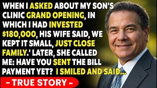 When I Asked About My Son's Clinic Grand Opening, In Which I Had Invested $180,000, His Wife Said...