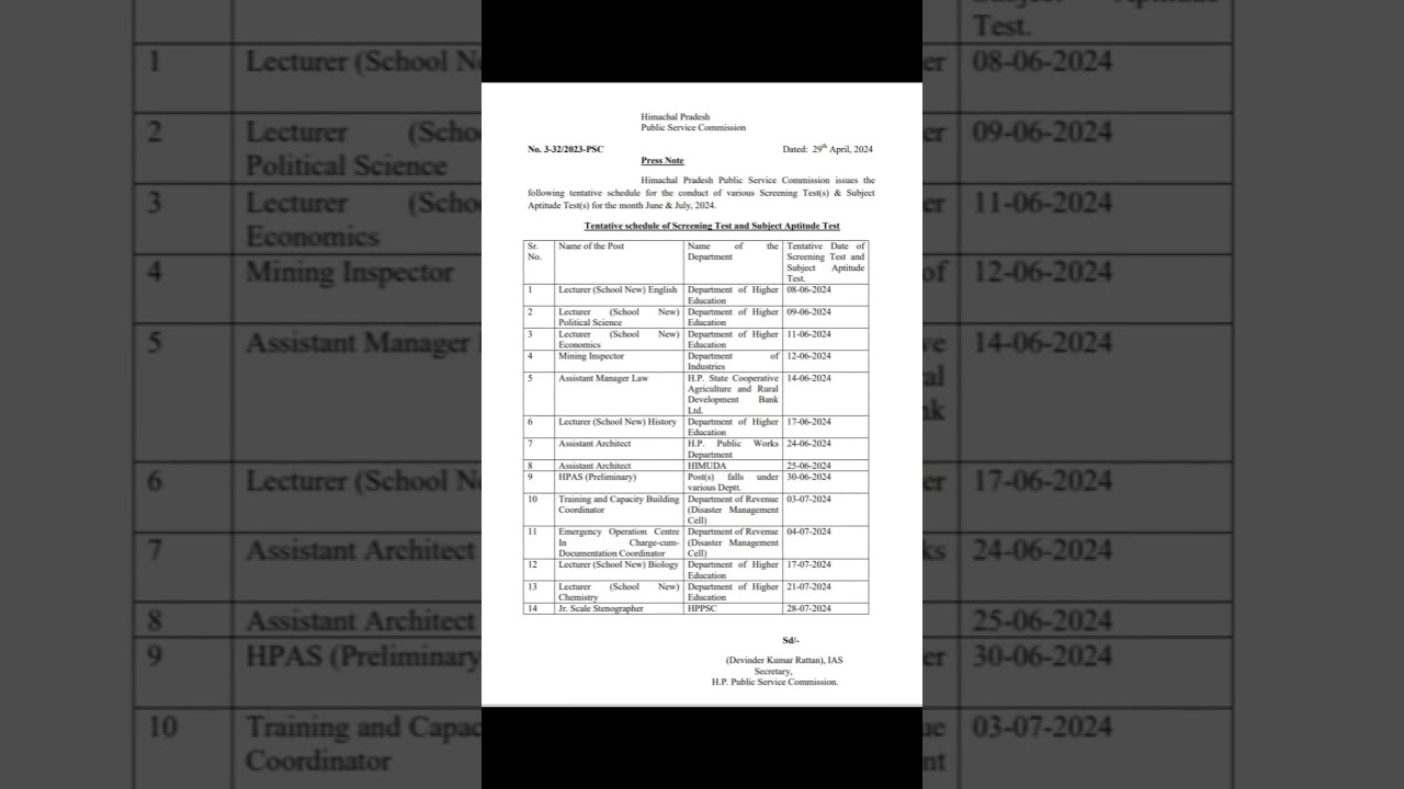 HPPSC Shimla June & July Month Tentative Exam Schedule 2024.।।HP Govt Update।।HP Job Alert