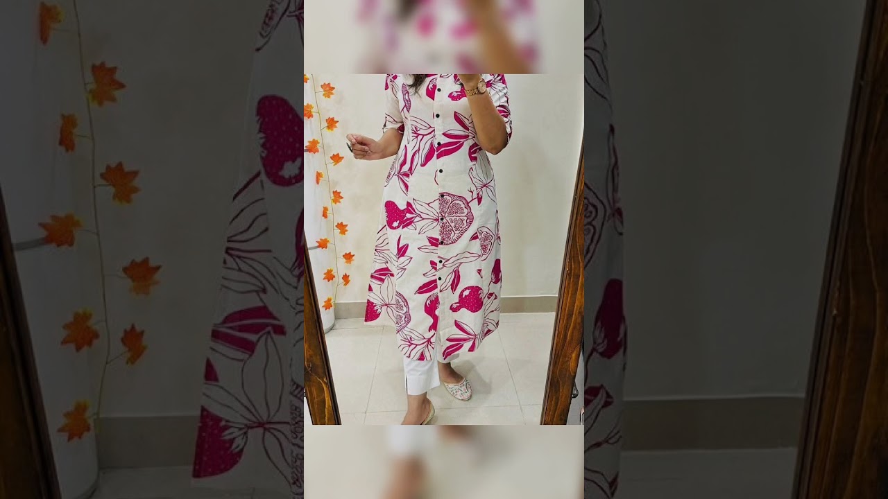 Gauge Fabric Kameez Designs with open front and show button