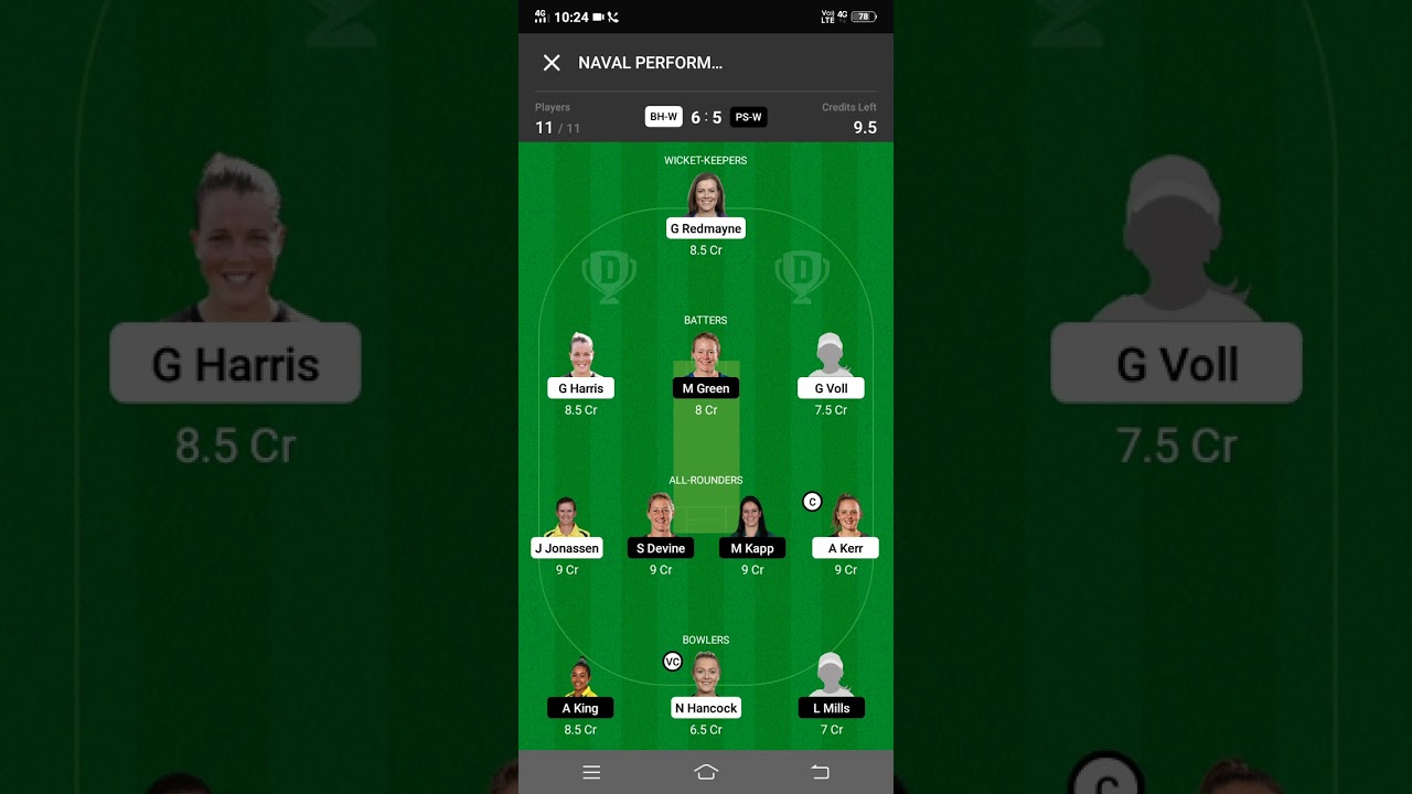 BH W VS PS W Dream11 GL Paid Team What's app 9879722728