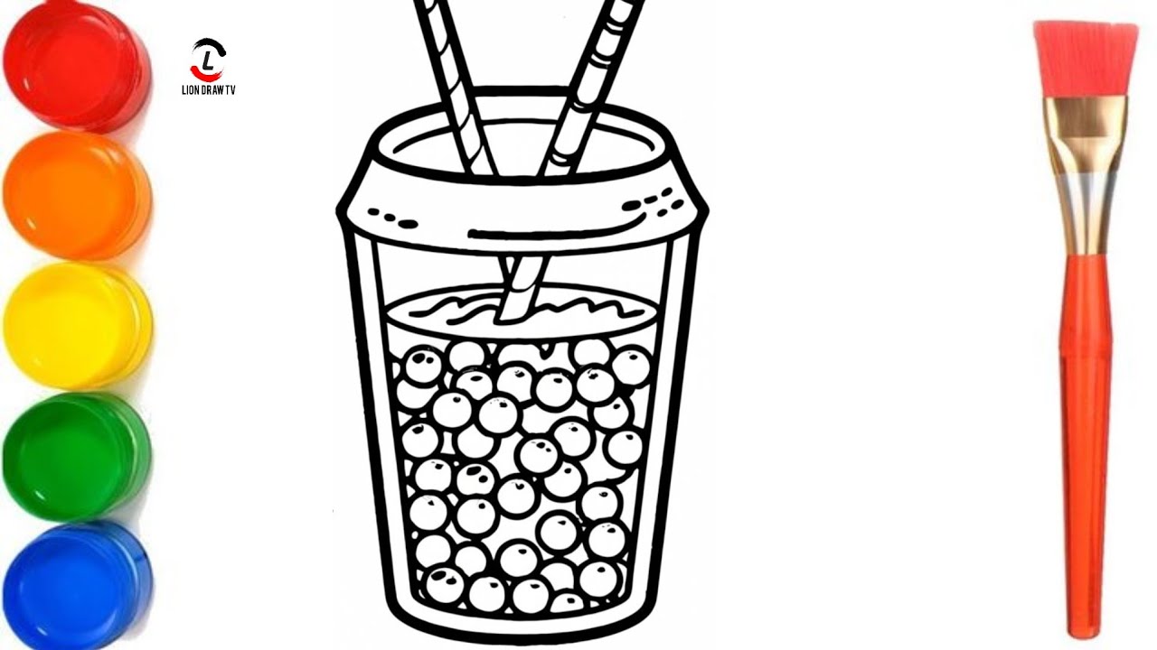 How to Draw boba tea drawing, Painting and Coloring for Kids & Toddlers