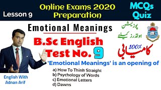 B.Sc English MCQs Test 9 - Solved - Emotional Meanings by Robert H. Thouless - BSc English screenshot 5