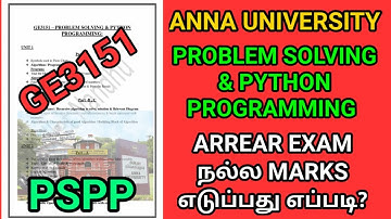 Engineering 1st year RA PSPP important questions | Anna University Python Programming | GE3151 | AU