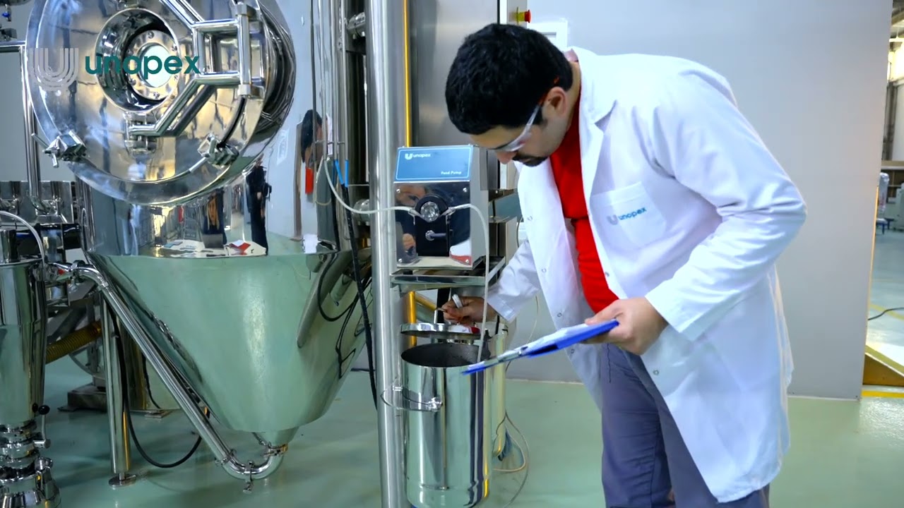 Unopex B 230 Spray Dryer - powder production test before delivery | teslimat öncesi toz üretim testi
