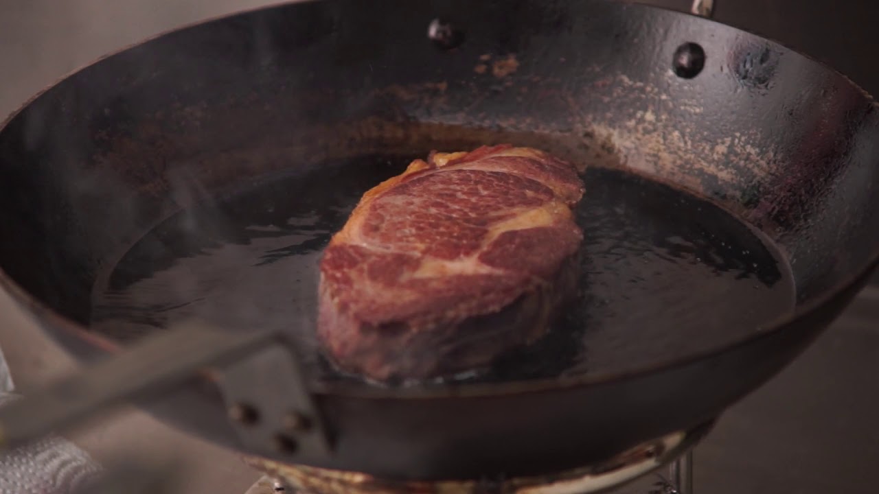 3 cm Ribeye steak with DeBuyer fry pan - YouTube
