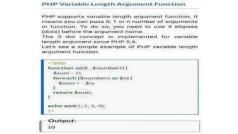 PHP VARIABLE LENGTH ARGUMENT FUNCTION  IN PHP COMPUTER LANGUAGE