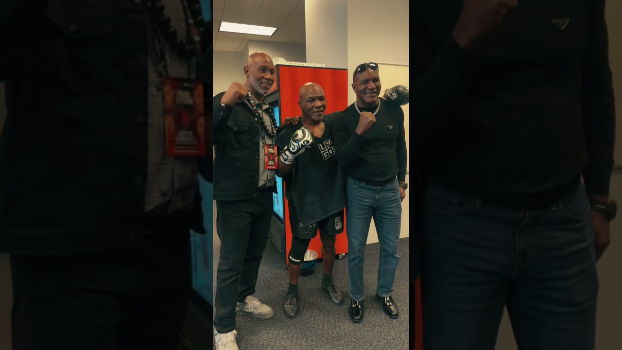 Tyson, Holyfield & Lennox Lewis Face Off Backstage Before Tyson vs Jake Paul Fight! 