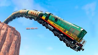 Epic Train Chase and Crash || Trains vs Cliff OMG - BeamNG.Drive