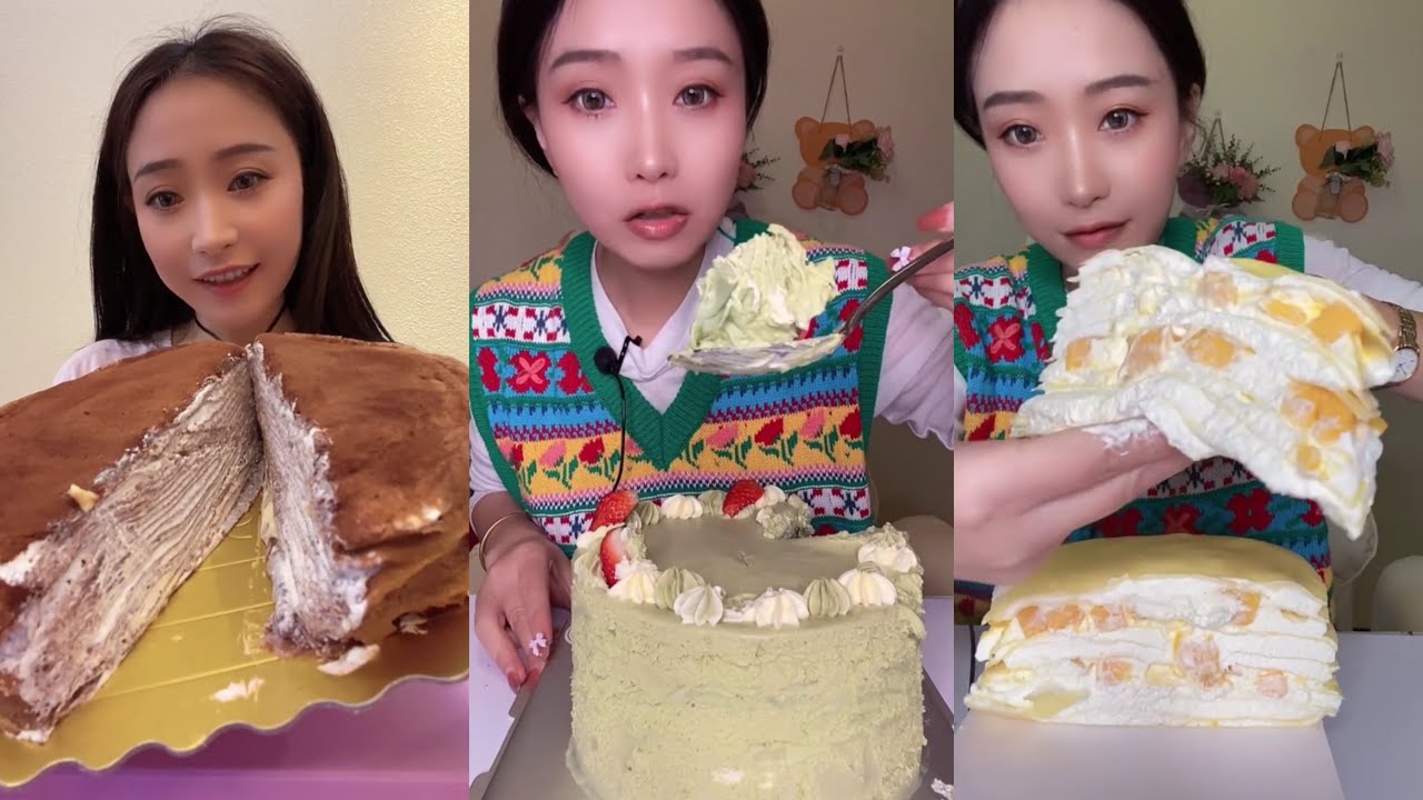 [CREPE ASMR] crepe cake | eating show