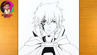 How to draw Mystogan without mask from Fairy Tail Step By Step screenshot 3