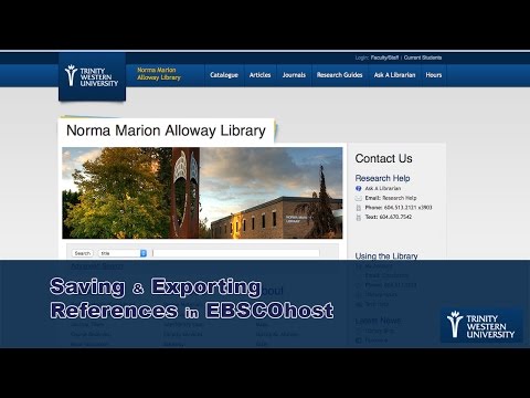 Saving & Exporting References in EBSCOhost Databases