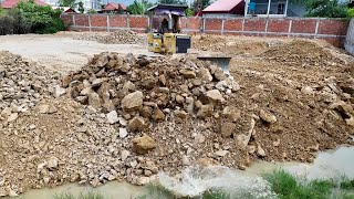 Turn Water To Land Unleashing Power Dozer Komatsu D31P Pushing Soil Mixed Stone Making The Land Up