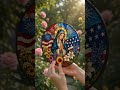 Patriotic Virgin Mary &amp; American Flag Stained Glass Art 🇺🇸🎆 #shortsvideo