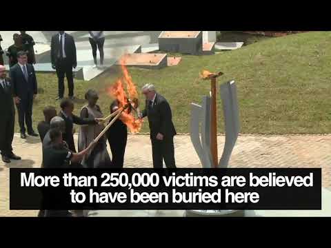 Rwandan President Paul Kagame lights flame at Kigali genocide memorial