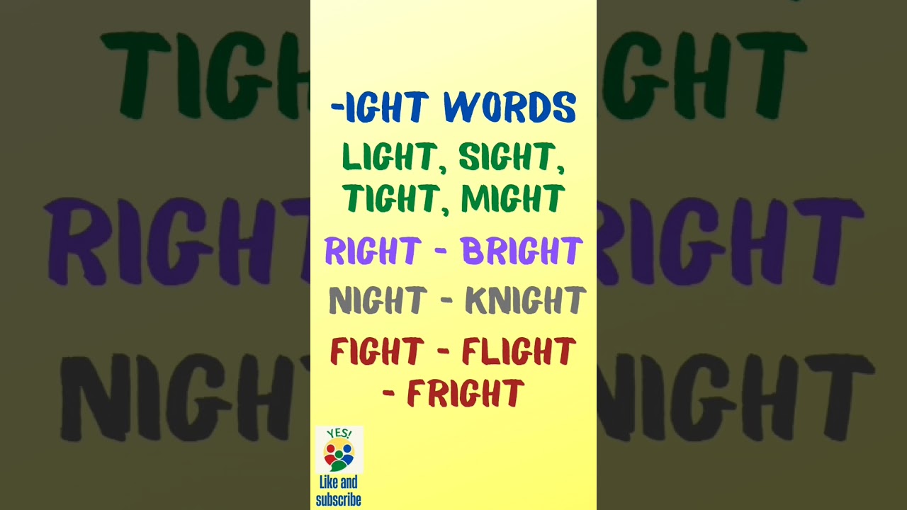 -ight 1. How to pronounce light, sight, tight, might, right, bright, knight, fight, flight, fright.