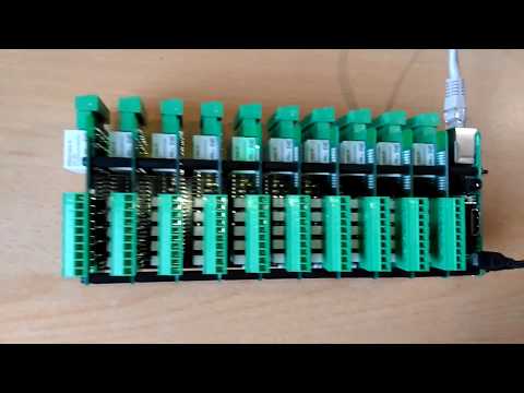 Raspberry Pi driving 100 relays, no wires, no extra power supply