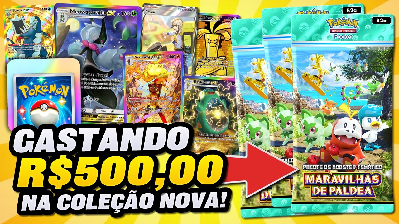 GASTEI RR500,00 na Nova Coleção do Pokémon TCG Pocket, Maravilhas de Paldea! Olha no que deu...