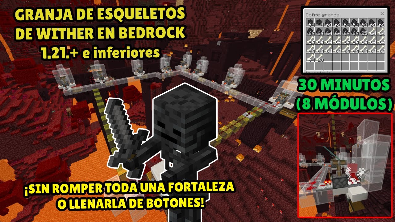 Granja de Esqueletos de Wither 1.19 a 1.21 BEDROCK [ PC / PE / XBOX / PS4 / SWITCH ]