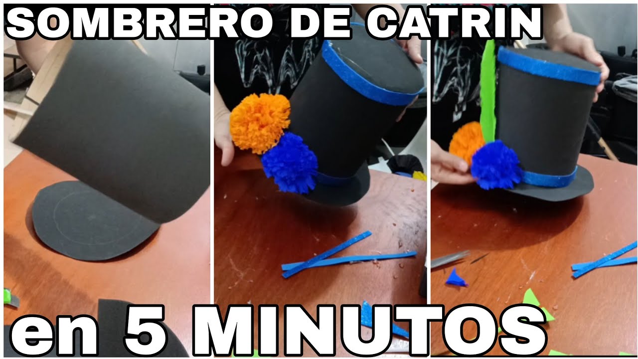 SOMBRERO DE CATRIN EN 5 MINUTOS FÁCIL Y RÁPIDO PARA DÍA DE MUERTOS 