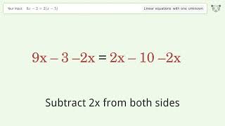 Solve 9x-3=2(x-5): Linear Equation Video Solution | Tiger Algebra