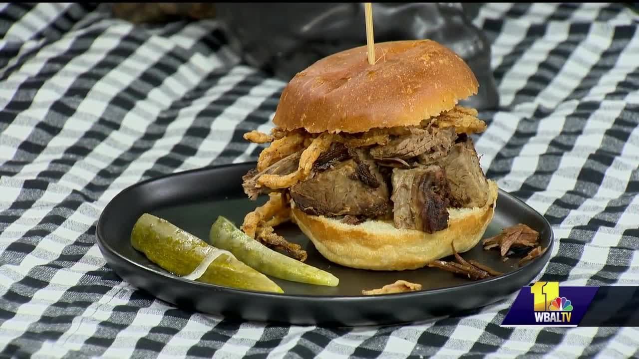 sunday brunch barcelona party Smoke BBQ makes pit beef sandwich