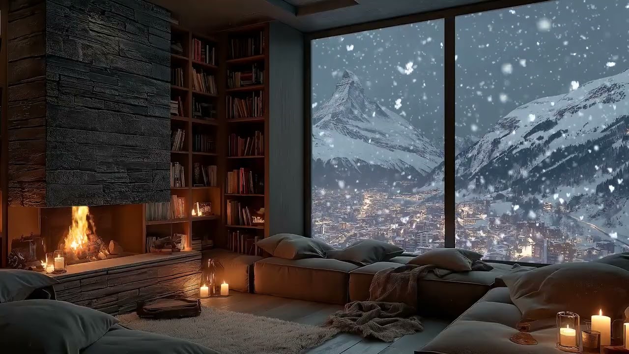 Winter State ❄️🔥 Cold Winter Wind Outside, Warm Fireplace Ambience for Deep Relaxation