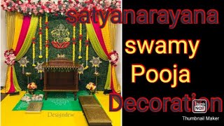 Best of satyanarayana swamy Pooja decoration Ideas kolam theme backdrop satyanarayana swamy Pooja