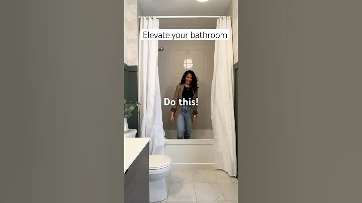 Easy shower curtain hack to make your bathroom look taller! #bathroomdesign #bathroomdecor