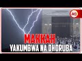 MAKKAH YAKUMBWA NA DHORUBA YA MVUA RADI PAMOJA NA UPEPO MKALI WATU WASHINDWA KUENDELEA NA IBADA