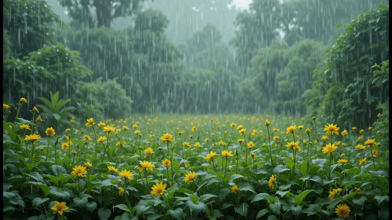 🎧Cozy garden rain sounds to sleep, study 🌼 | stress relief  | peaceful  | asmr