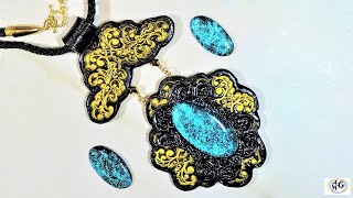 Filigree Polymer Clay Necklace - Jewelry Making Tutorial - Dragonfly Glaze - polymer clay cabochon