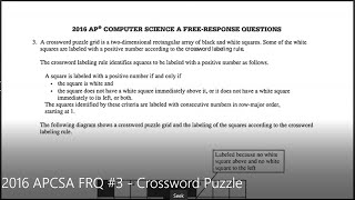 JAVA - Lesson #106 - APCSA - 2016 Free Response Question #3 - Crossword Puzzle screenshot 4
