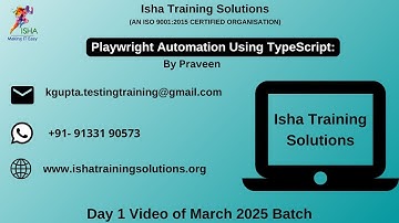 Playwright with TypeScript Day1 video on18th March 2025.call/WhatsApp us on+91-9133190573 to enroll.