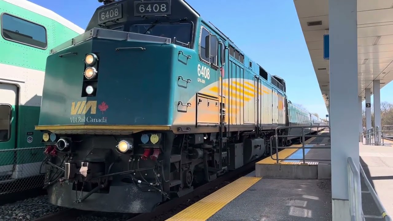 VIA 061/26 with VIA 6408 departing Guildwood station Apr 26, 2024