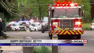 Woman celebrates 100th birthday with parade of lights and sirens